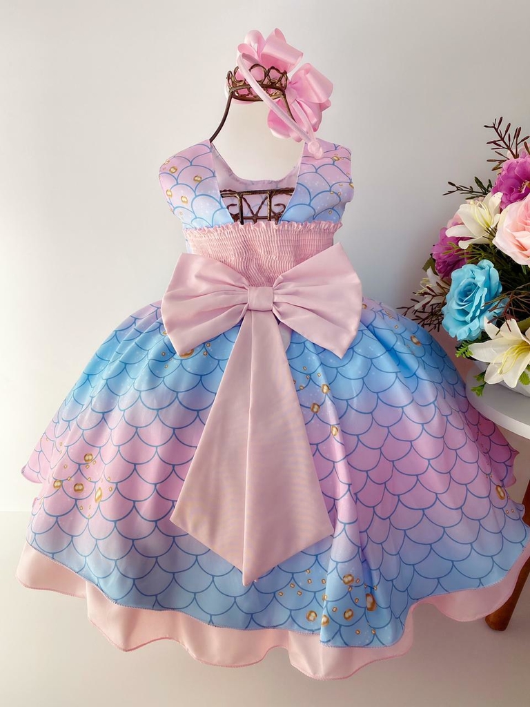 Vestido Infantil de Festa Rosa Bebê Luxo Princesa