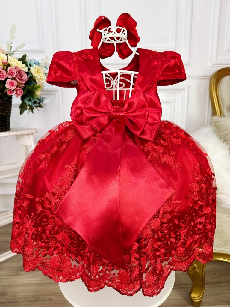 Vestido Infantil Vermelho Social Rodado Luxo Festa Princesa Pérolas Natal  Ct7504vermelho06anos | Roupa Infantil para Menina Nunca Usado 91830276 