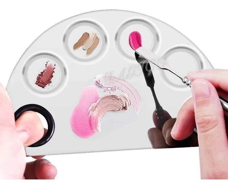 Paleta+espatula Para Mezclar Maquillaje Uñas De Acero Medial