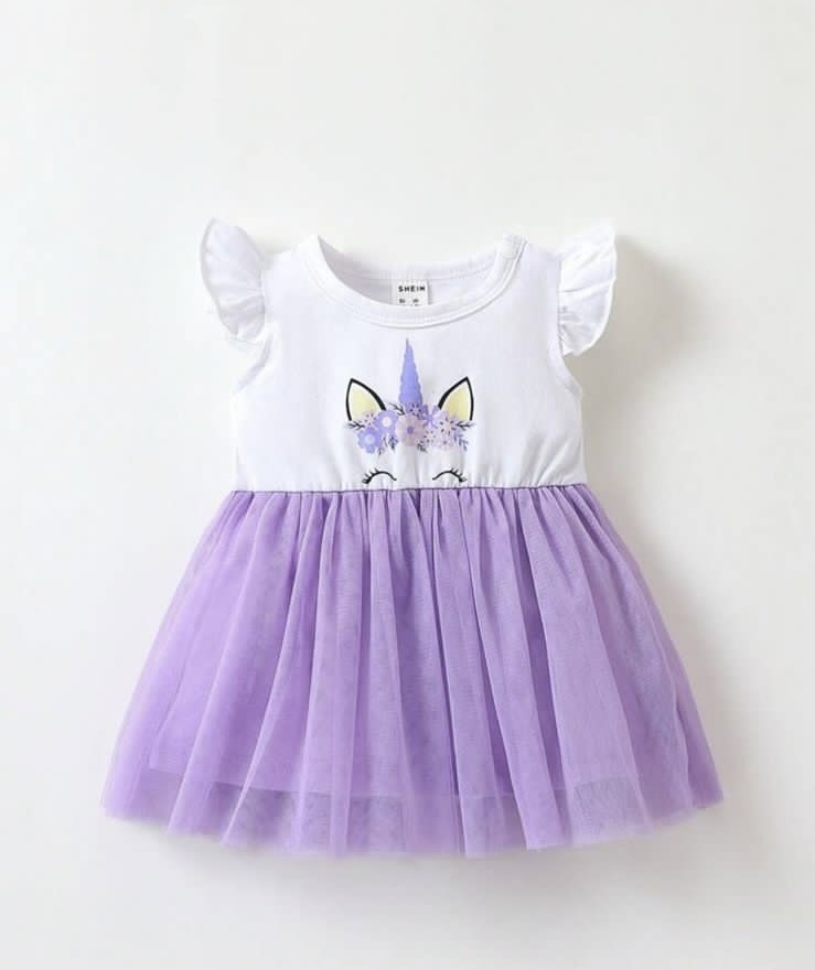Vestido unicórnio lilás bebê menina