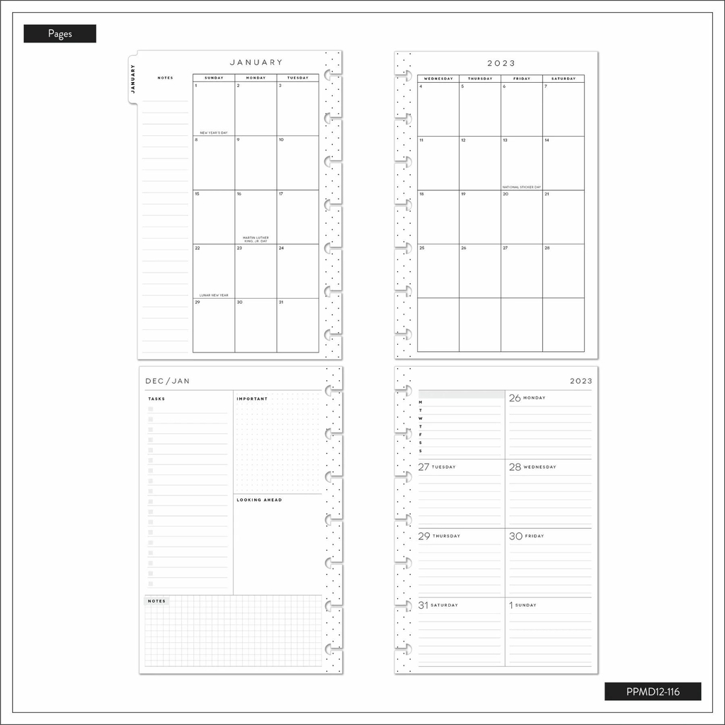 Mini Planner 2023 Dashboard Butterflies & Blooms 12 Meses The