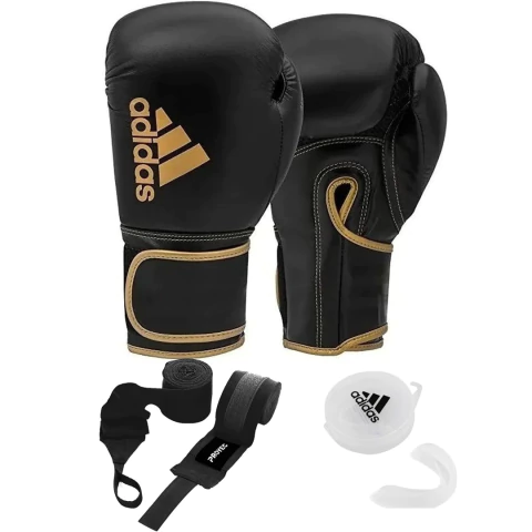 Kit Boxeo Guantes Adidas Hibryd 80 + Vendas + Bucal