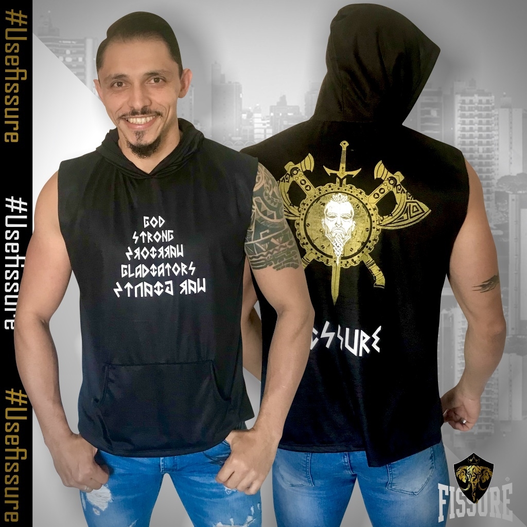 Camiseta Longline sem manga com Capuz