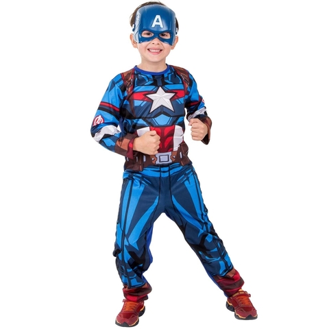 Fantasia cosplay infantil Capitão América