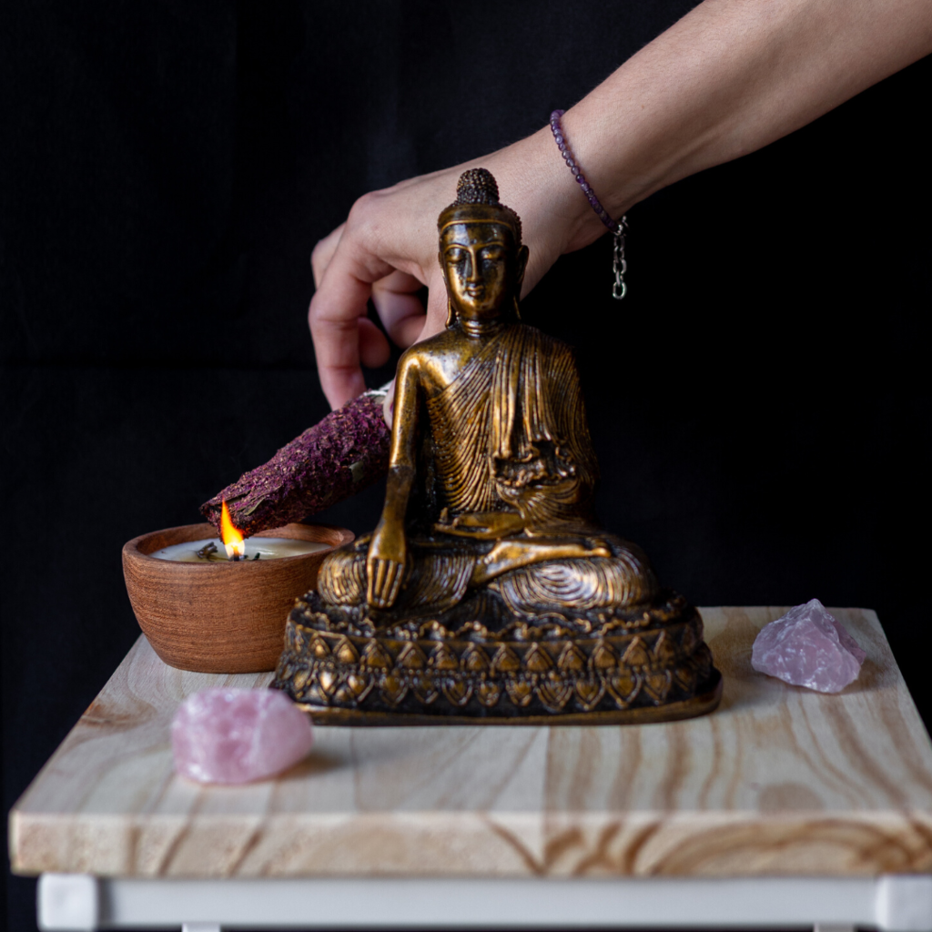 Soberano Inactividad Inspiración Buda Bhumisparsha XL altar - Ámbar accesorios
