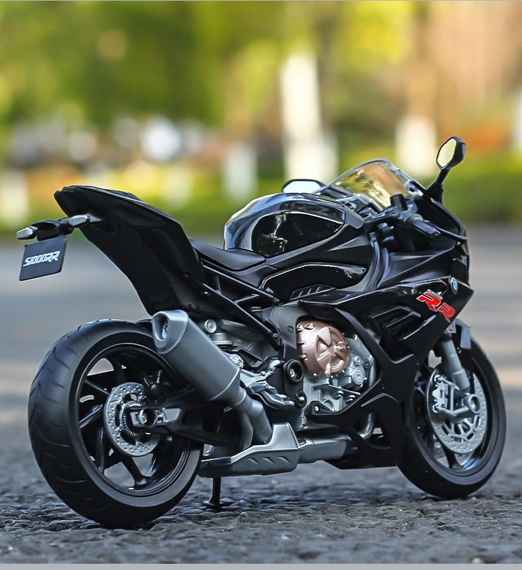 preto)1:12 BMW S1000rr Racing Motos Simulação Modelo de