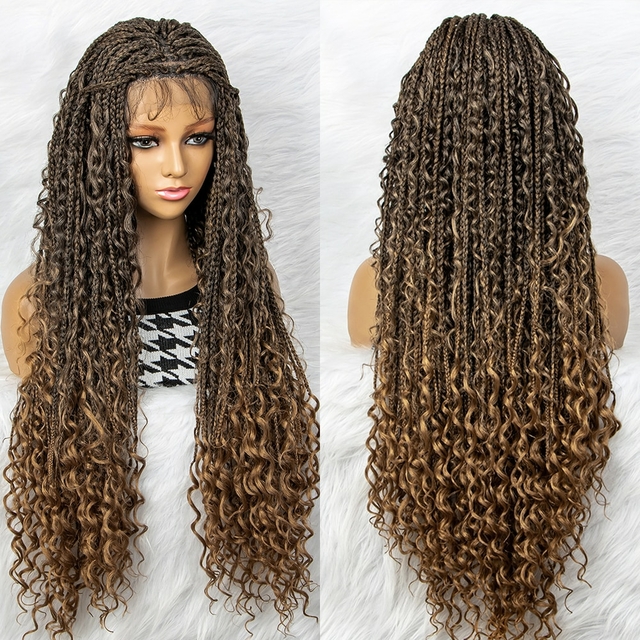 Lace Front de Box Braids com Cachos