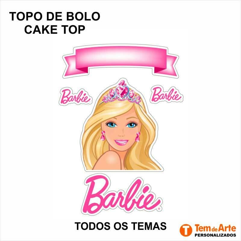 Topo Topper De Bolo Barbie Personalizado