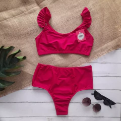 TOP CON VOLADOS MAGENTA - comprar online