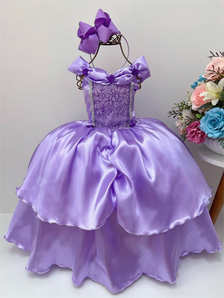 Vestido Infantil Temático Princesa Sofia Aniversário