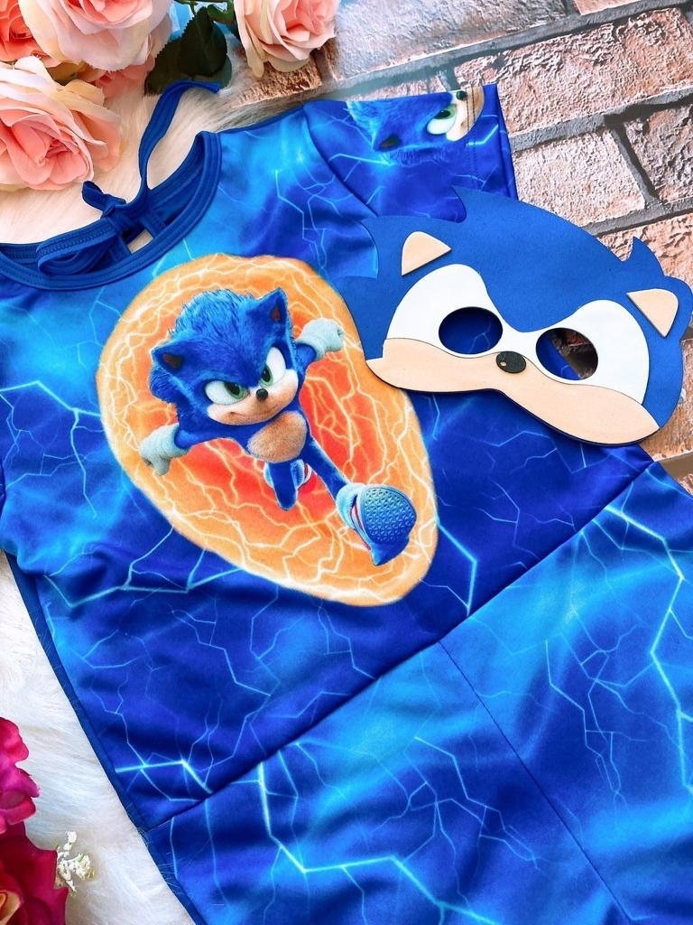 Roupa Fantasia Sonic Infantil Menino Azul Com Máscara