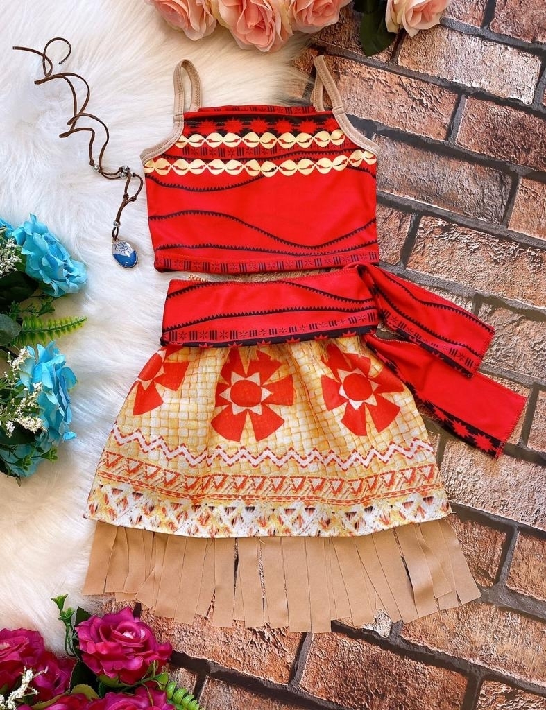 Roupa infantil fantasia festa aniversário Moana