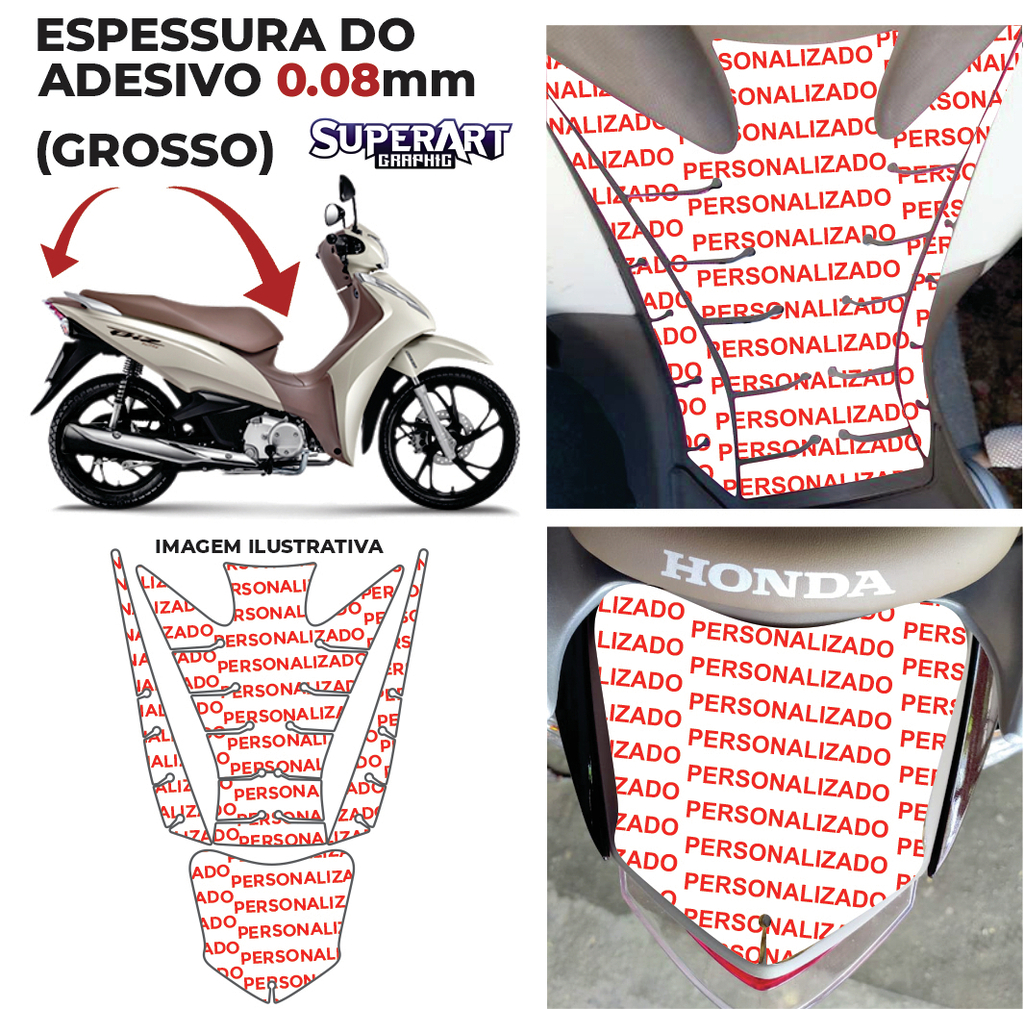 0100 - Adesivo GROSSO Protetor da BIZ 125/110 i - 2018-2023 (LEIAM A  DESCRIÇÃO) - Personalizado