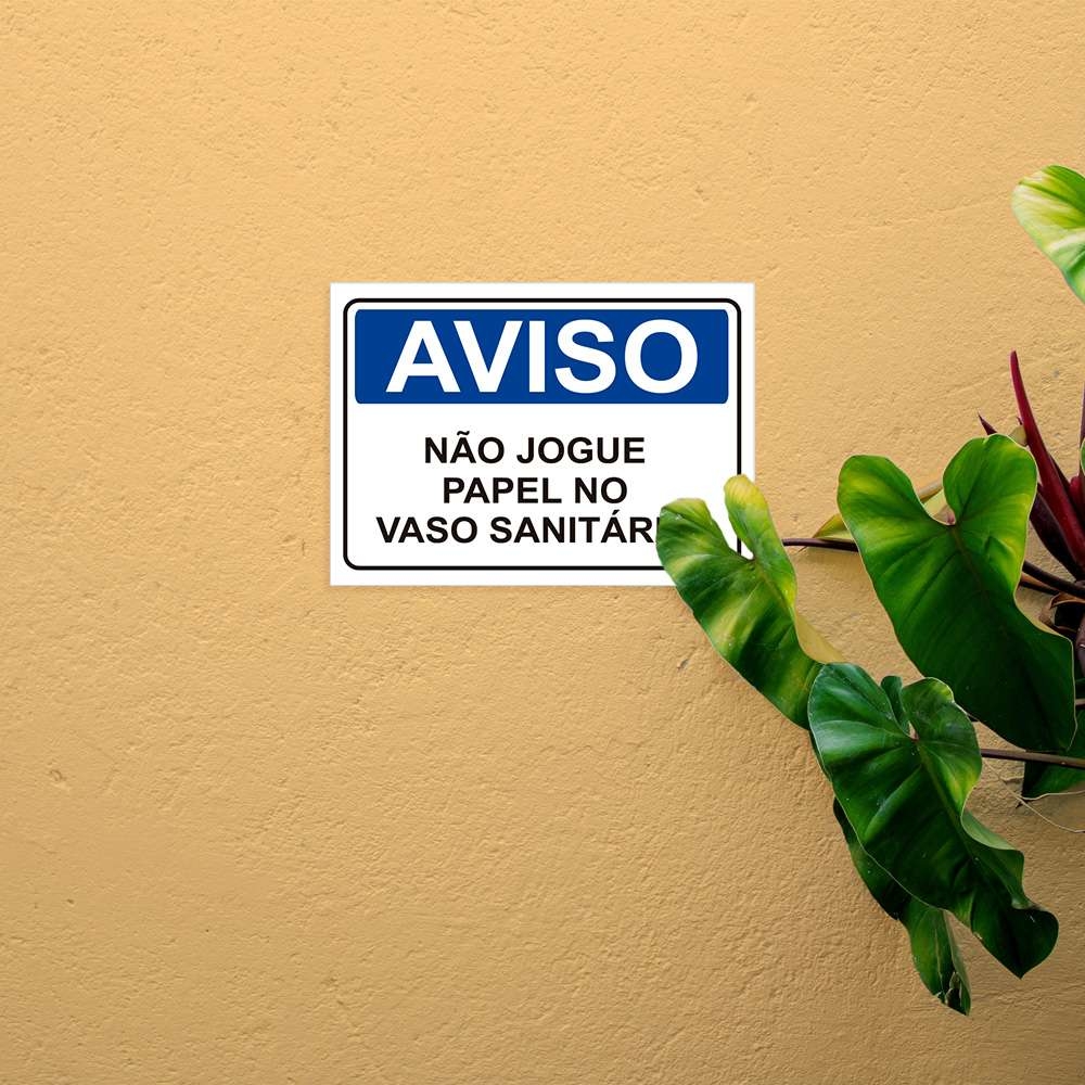 Placa Aviso - Não Jogue Papel no Vaso Sanitário - Iplacas Sinalização