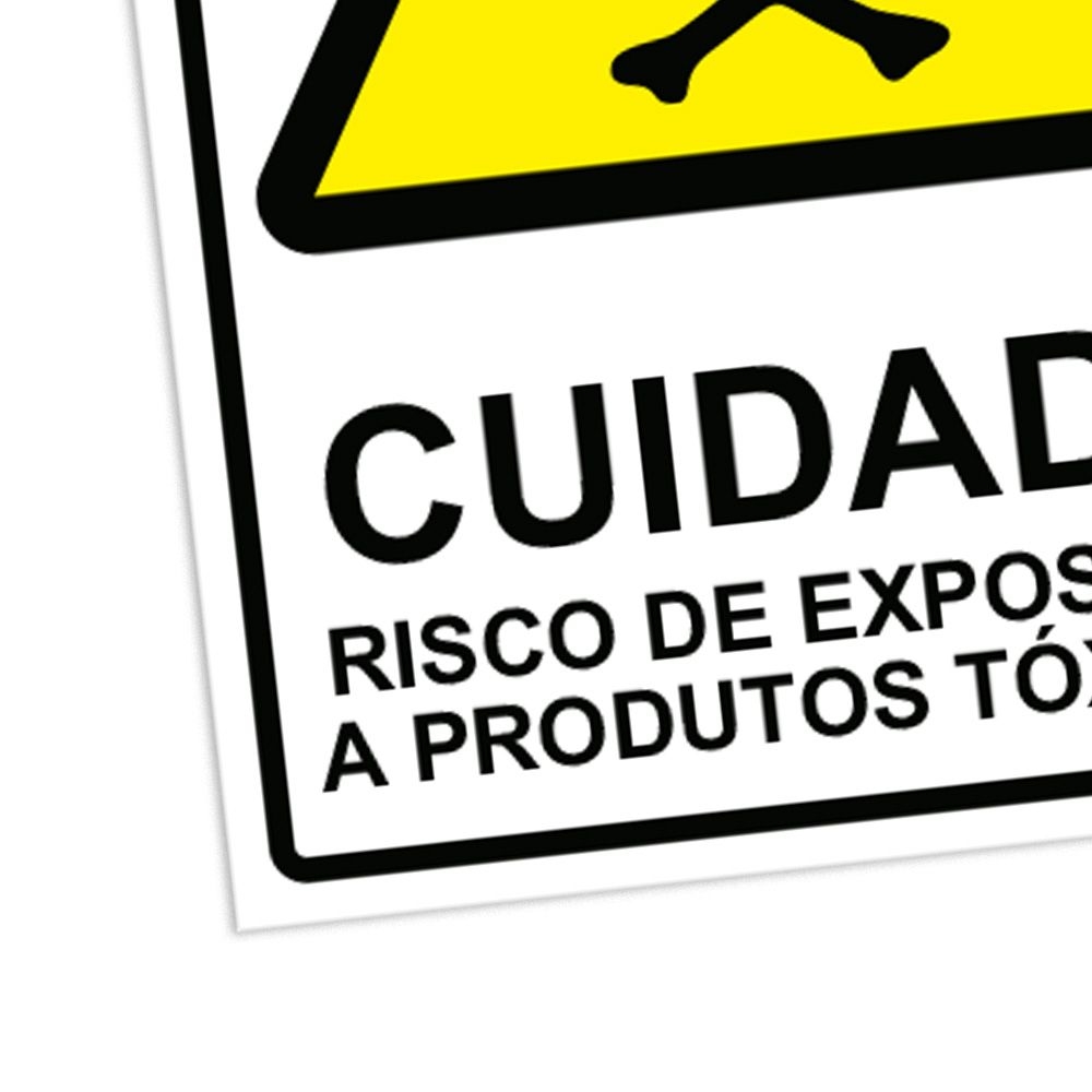 PLACA CUIDADO MATERIAL TÓXICO -  - Loja de Sinalização