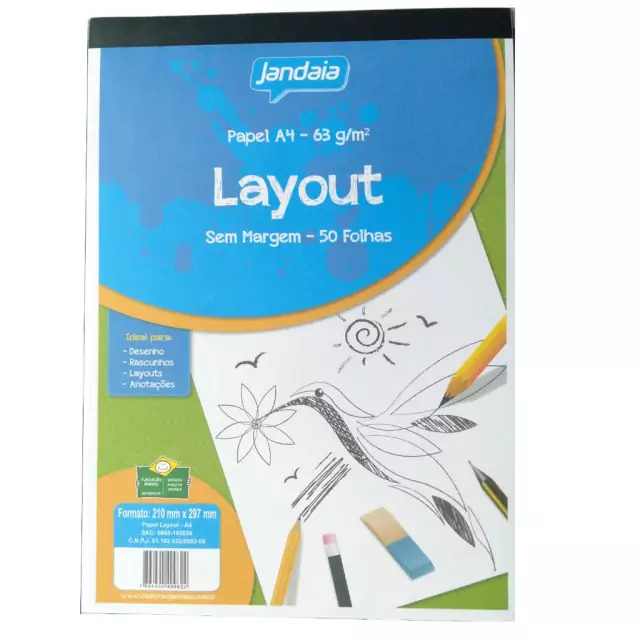 Bloco Layout A4 Sem Margem Basic Art Jandaia 50 Folhas 3989