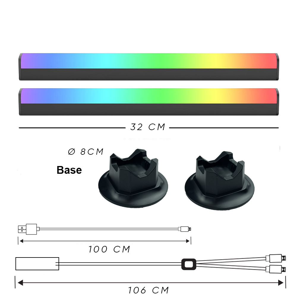 Barra de Luz LED Inteligente RGBIC USB Bluetooth