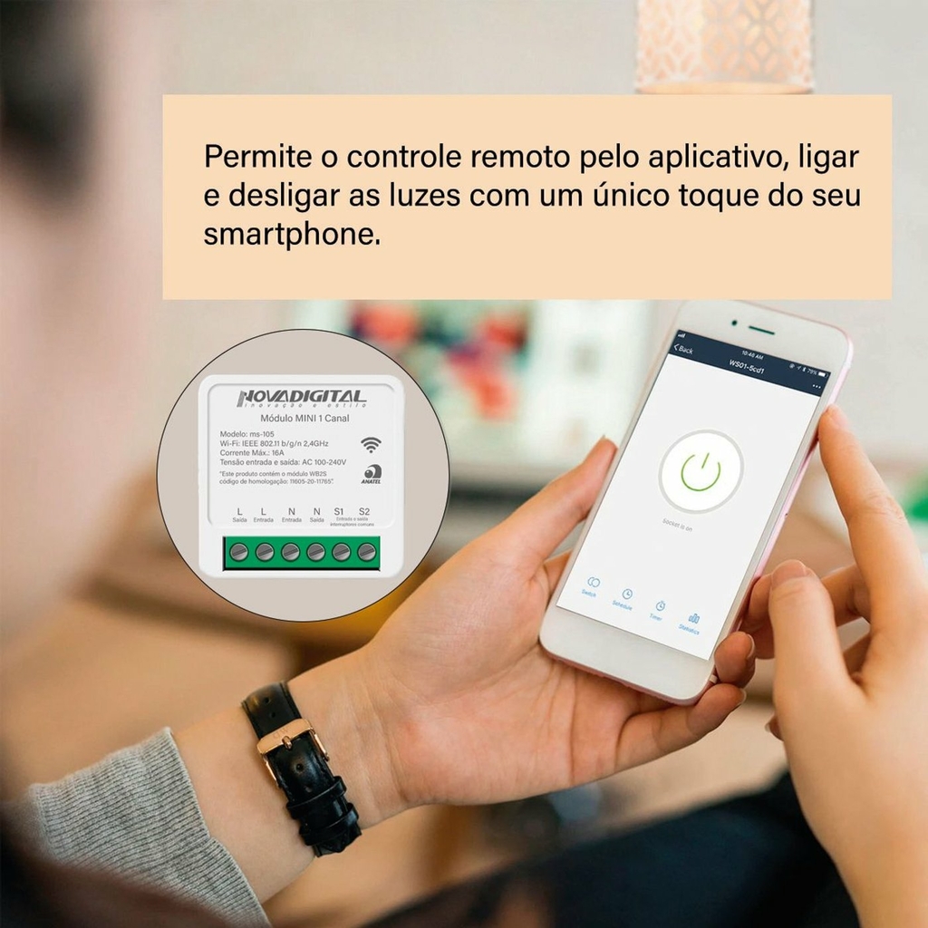 Módulo Mini Wi-Fi 2 Canais 10A Bivolt - INFOLED