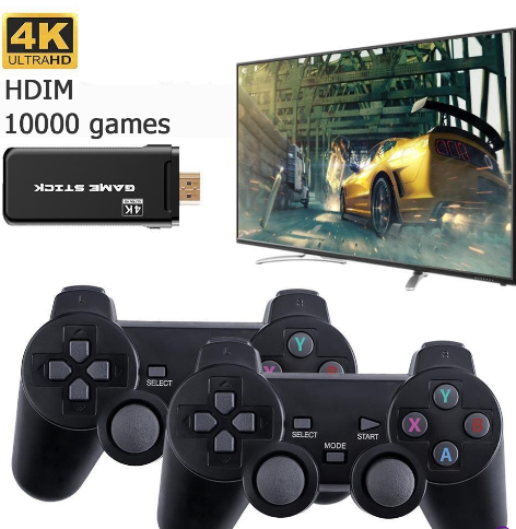 Vídeo Game Stick 4K 10 mil jogos 2 Controles Sem Fio U / COLORS