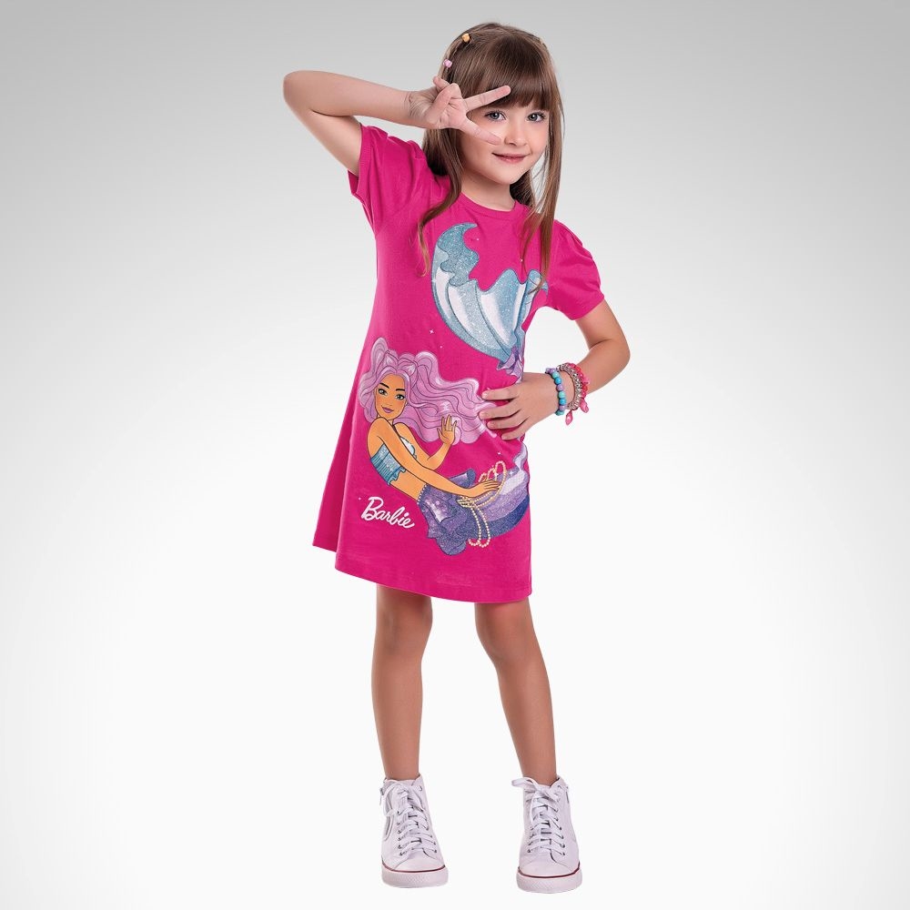 Vestido Fakini Infantil Barbie Rosa - Compre Agora