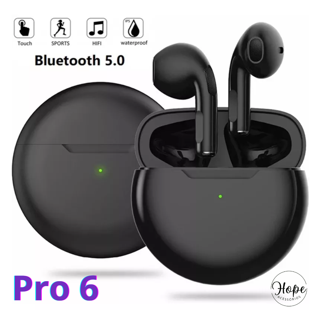 10 pçs pro 6 tws fones de ouvido sem fio bluetooth mini pod jogos handfree  fone alta fidelidade para todos os smartphones música - AliExpress