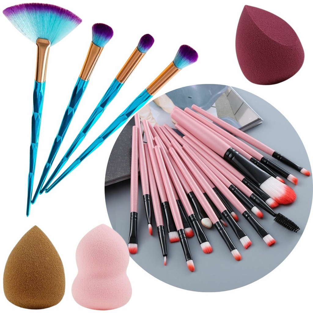 Kit 2 jogos pincéis Maquiagem sereia porpurinado profissional Sombra  Make-Up - Dourado