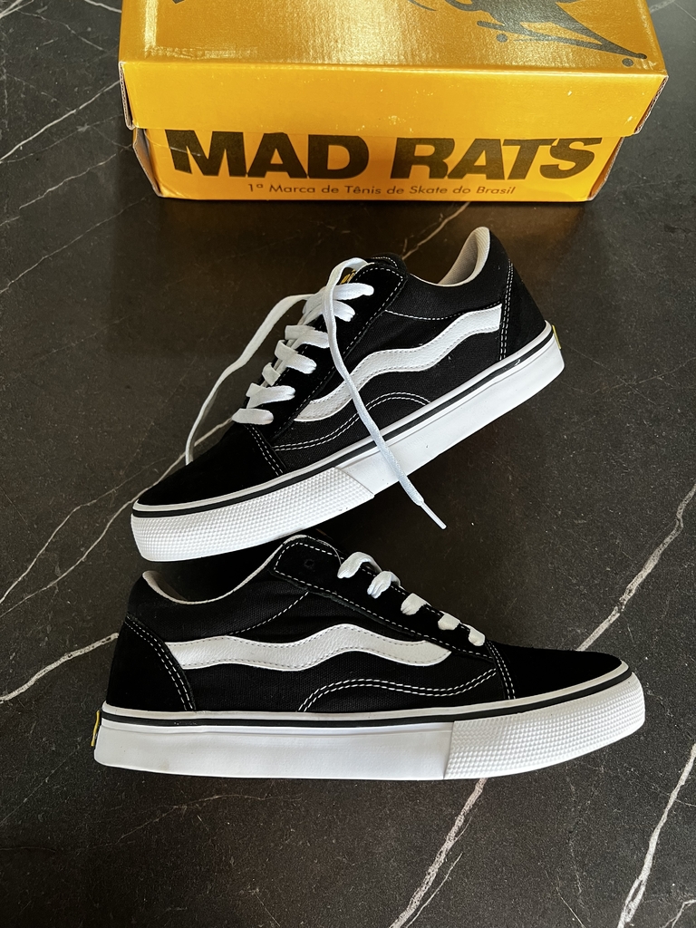 Tênis De Skatista Mad Rats Old School Preto Black Original