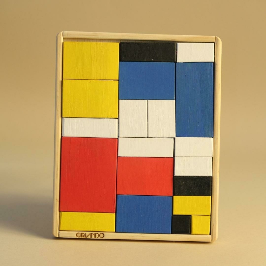 Quebra Cabeça Mondrian - Composição com Vermelho, Amarelo e Azul