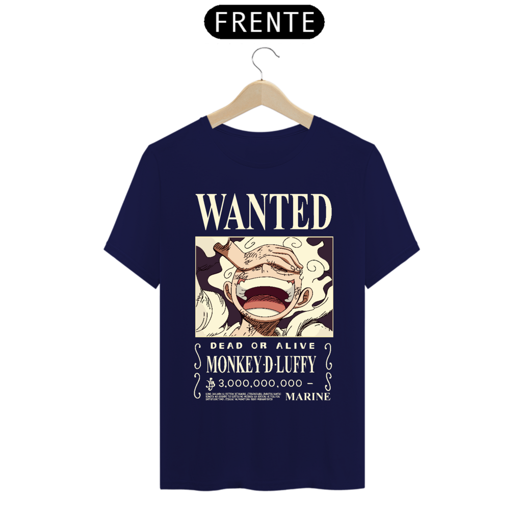 CAMISETA 100% ALGODÃO - WANTED LUFFY GEAR 5