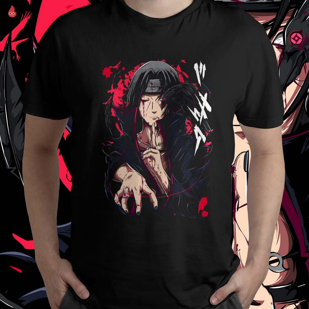 Camiseta Itachi Uchiha Bordado 100% algodão 30.1 Penteado Camisa akatsuki  itachi Anime Naruto - Corre Que Ta Baratinho