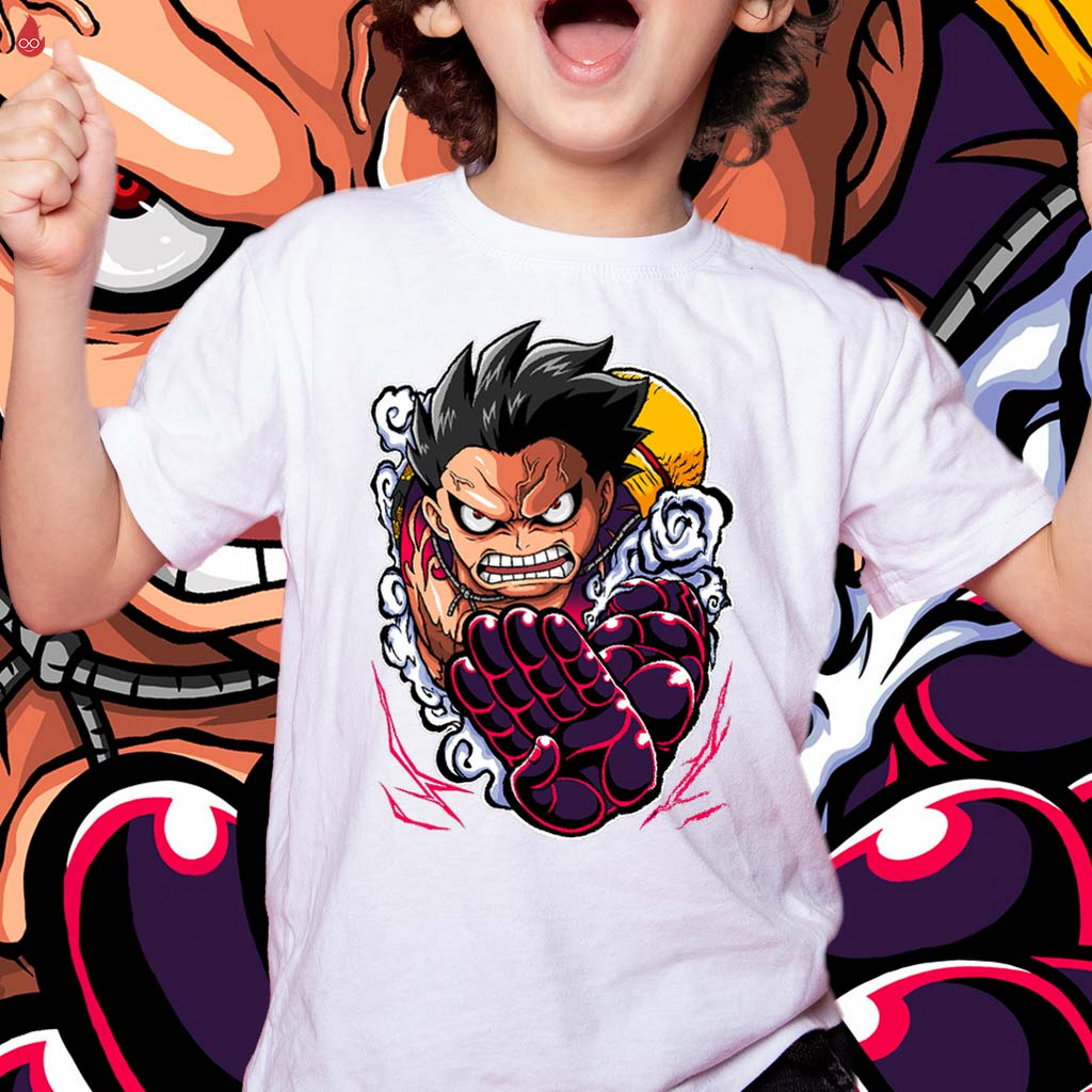 Camiseta Infantil com Estampa Luffy One Piece - Tam 5 a 14 Anos Branco