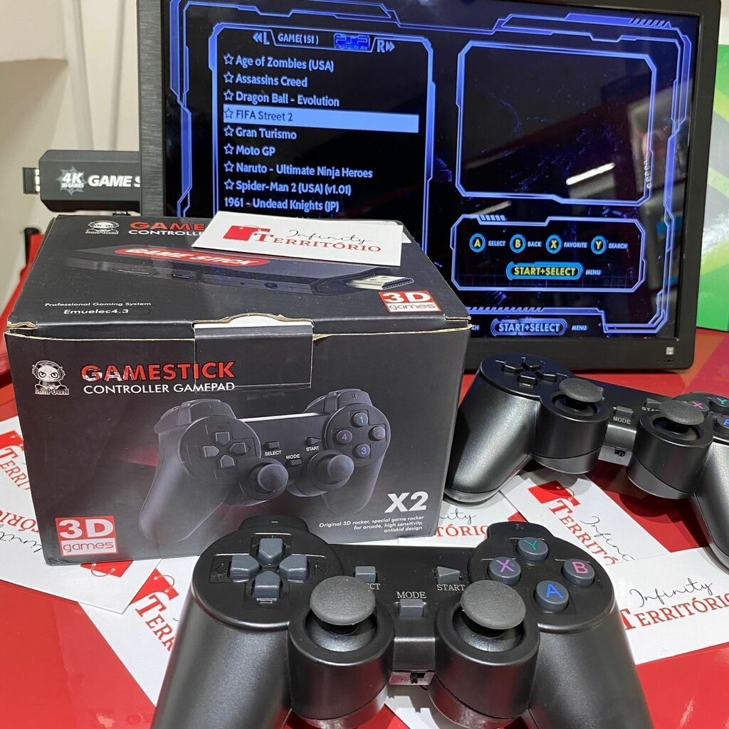 Video Game Retro 64gb 30 mil jogos 2 controles sem fio hdmi vários consoles