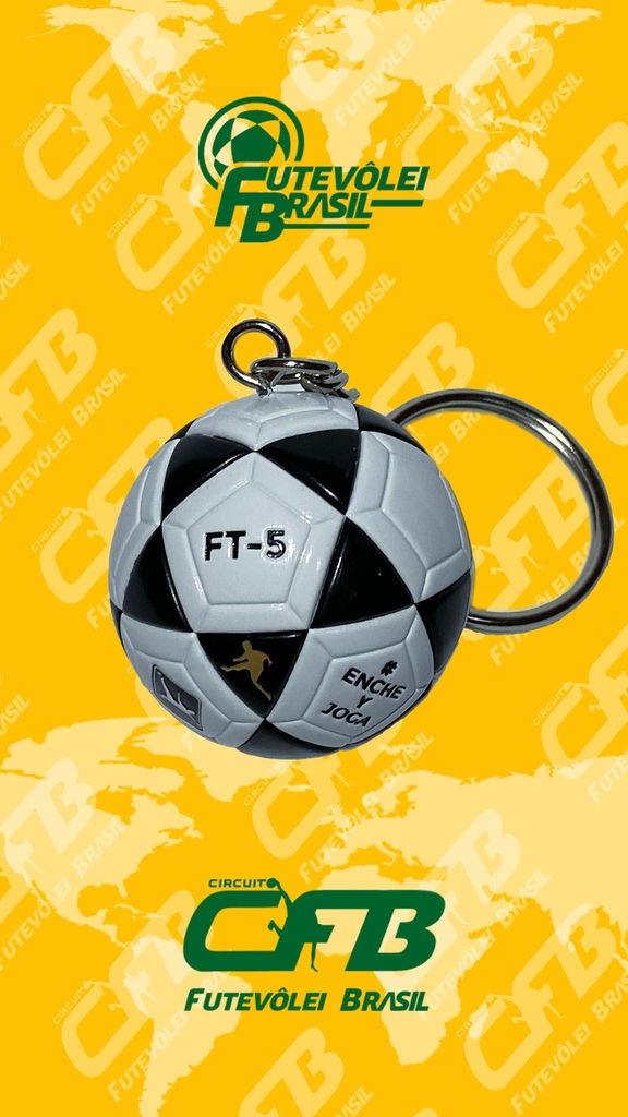 Chaveiro Mikasa Bola de Futevolei FT-5 Preto e Amarelo