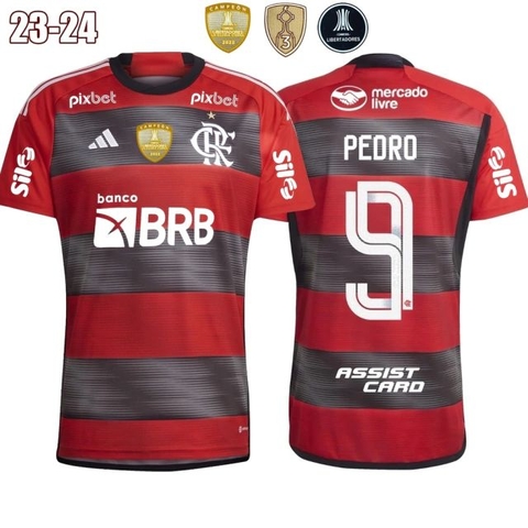Camisa Flamengo I 23/24 s/n Torcedor Adidas Masculina - Vermelho+Preto