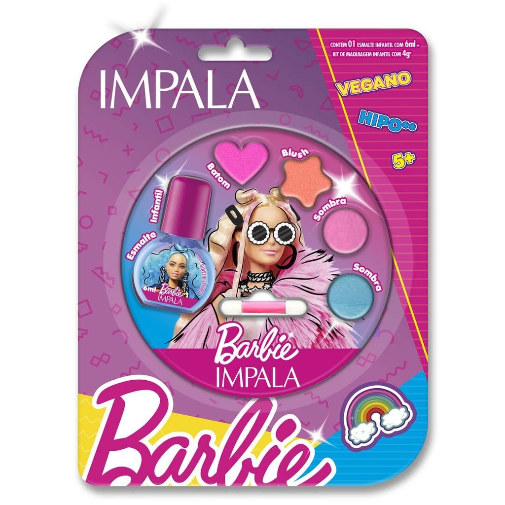 Kit Fashion Barbie Meninas Infantil Maquiagem Esmalte Laços Mecha