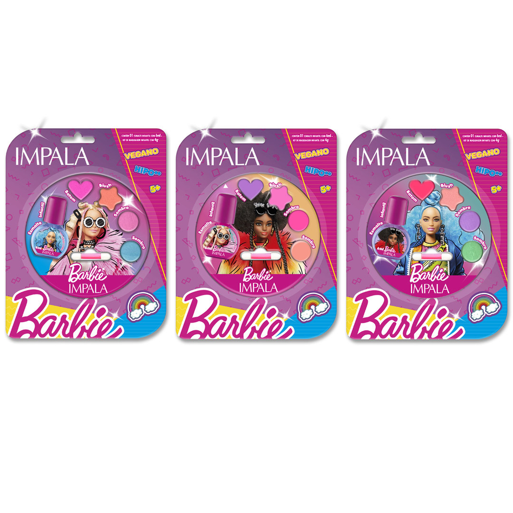 Mala Kit Maquiagem Infantil Barbie Batom Sombra Esmalte