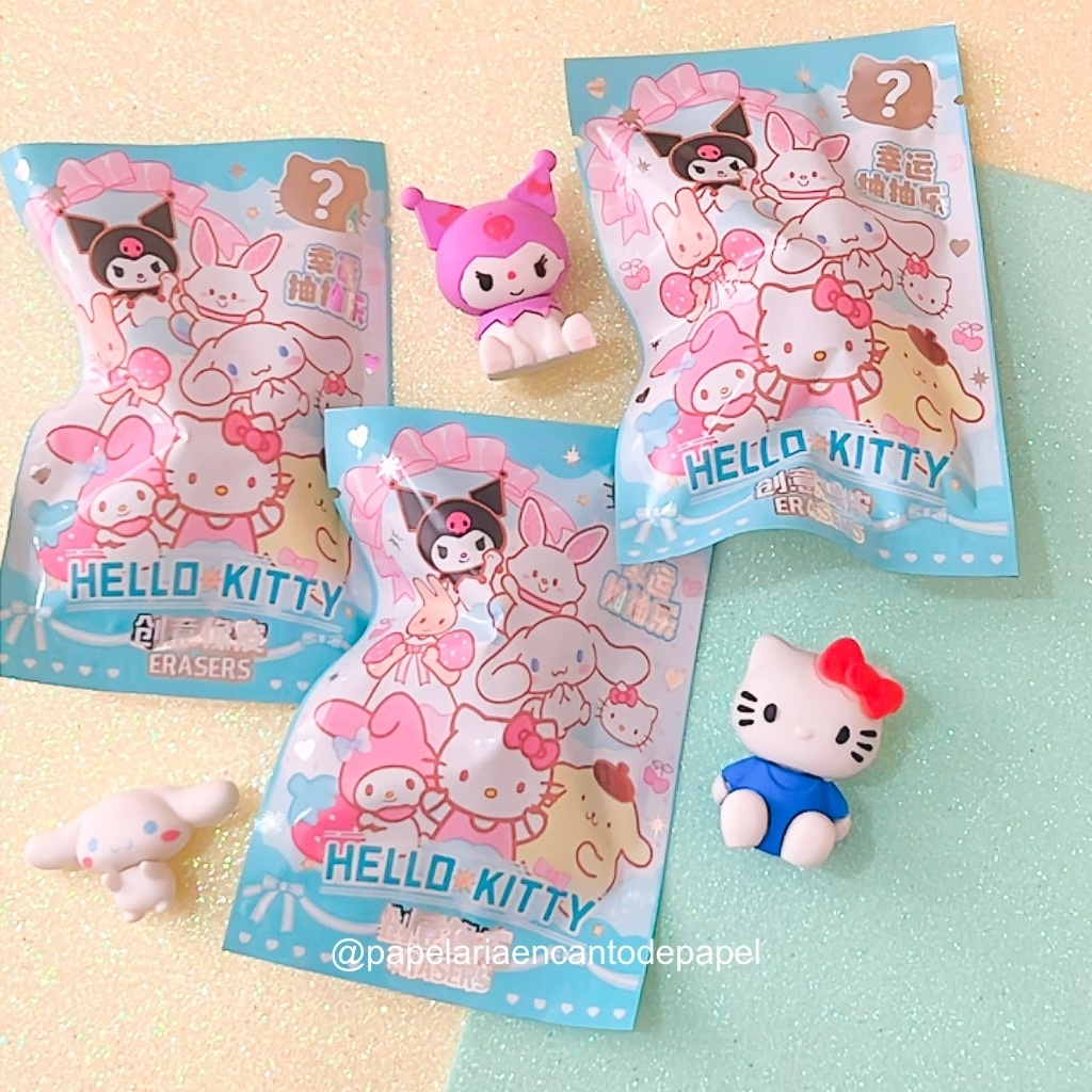 Kit Borracha Com 4 Personagens Sanrio Hello Kitty