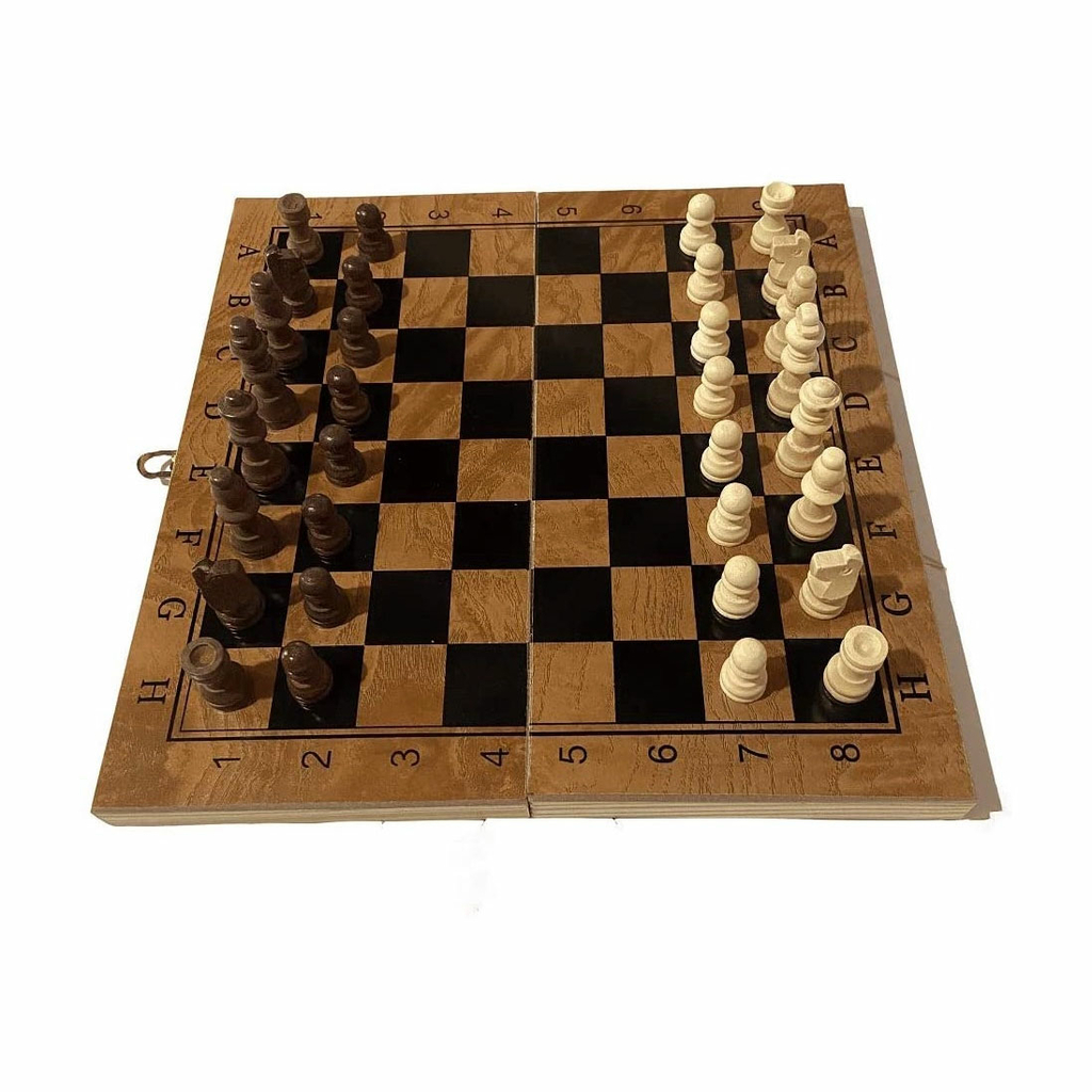 Tabuleiro de Xadrez Madeira - Chessboard Clássico Dobrável
