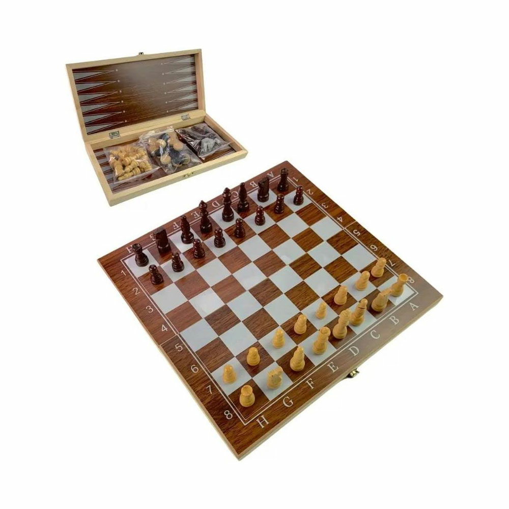 Jogo de madeira de jogo de xadrez, verificadores de gamão viagem interior,  tabuleiro de xadrez dobrável