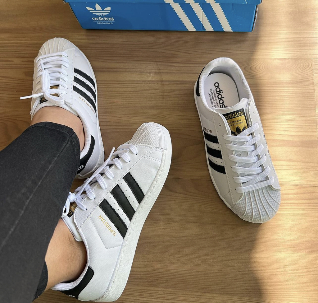 Tênis Adidas Super Star Branco e Preto Premium