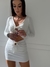 Vestido Ravena - Canelado Manga Longa com Decote na Cintura - Off White na internet