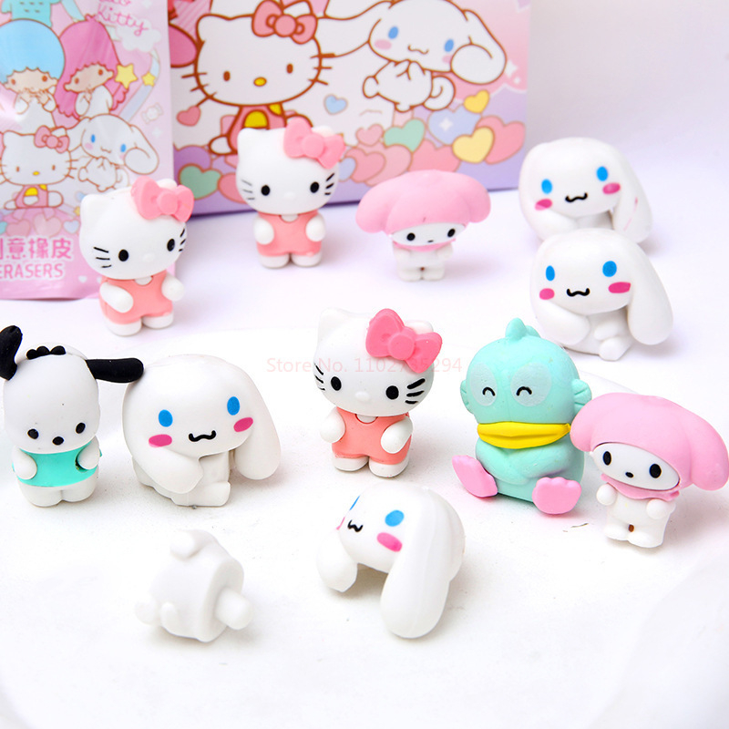 Kit Borracha Com 4 Personagens Sanrio Hello Kitty