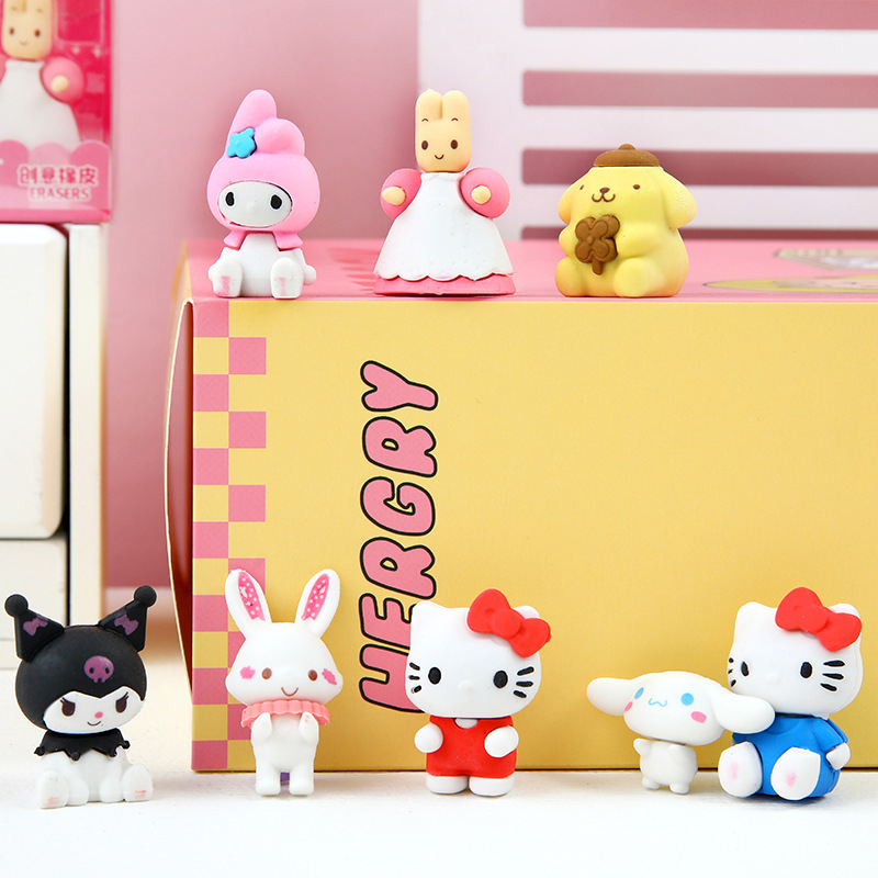Kit Borracha Com 4 Personagens Sanrio Hello Kitty