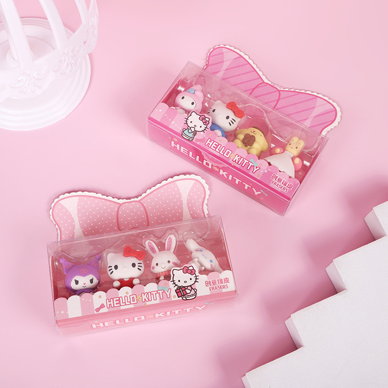 Kit Borracha Com 4 Personagens Sanrio Hello Kitty