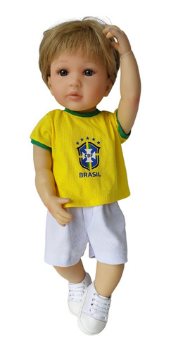 Roupa Boneca Bebê Reborn Uniforme Da Copa Pronta Entrega