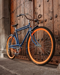 Bicicleta Vintage Retro Urbana Azul con Naranja Intenso MyBikeMx - comprar en línea
