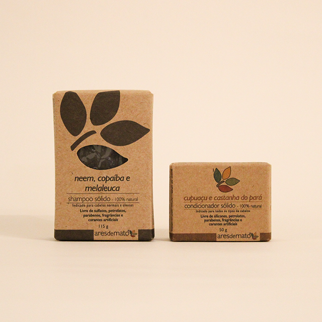 Kit Cabelos Oleosos Shampoo e Condicionador em Barra Ares de mato