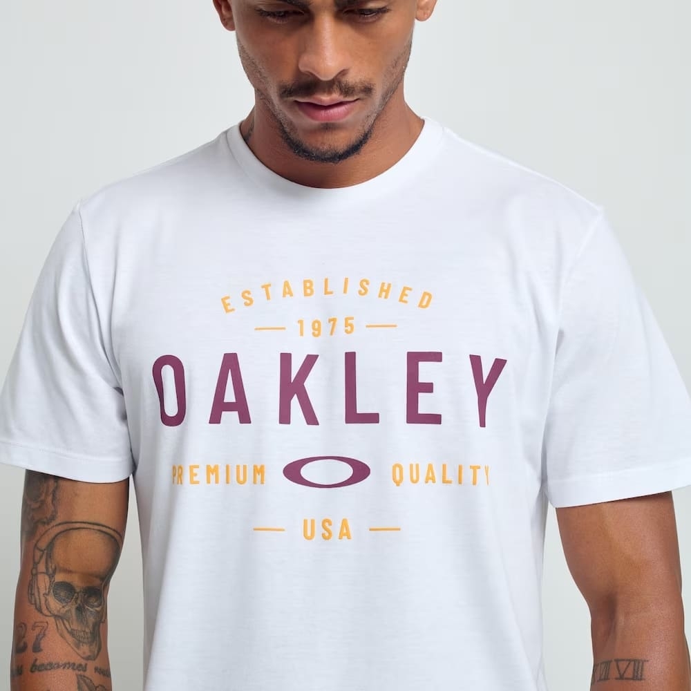 Camiseta Oakley O-Bark Ss Tee, tamanho G, cor Branca