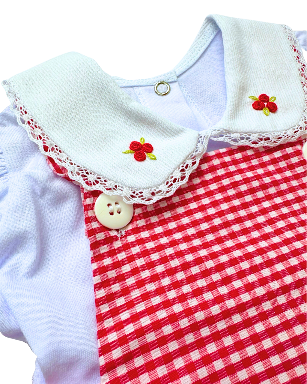 Conjunto Romper Flora Xadrez Rosa - TRÉSS KIDS