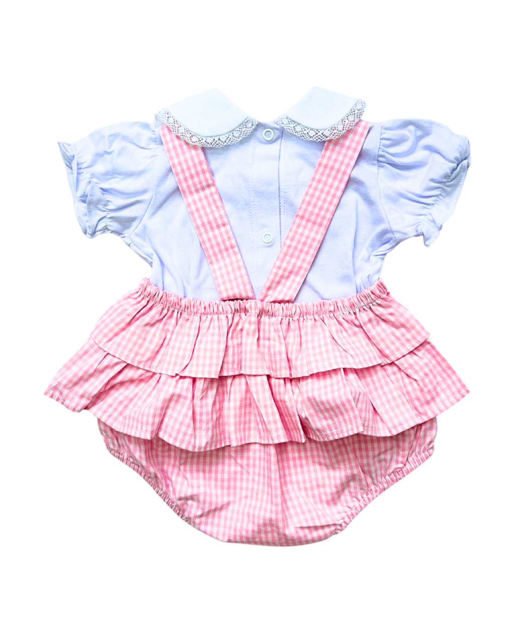 Conjunto Romper Flora Xadrez Rosa - TRÉSS KIDS